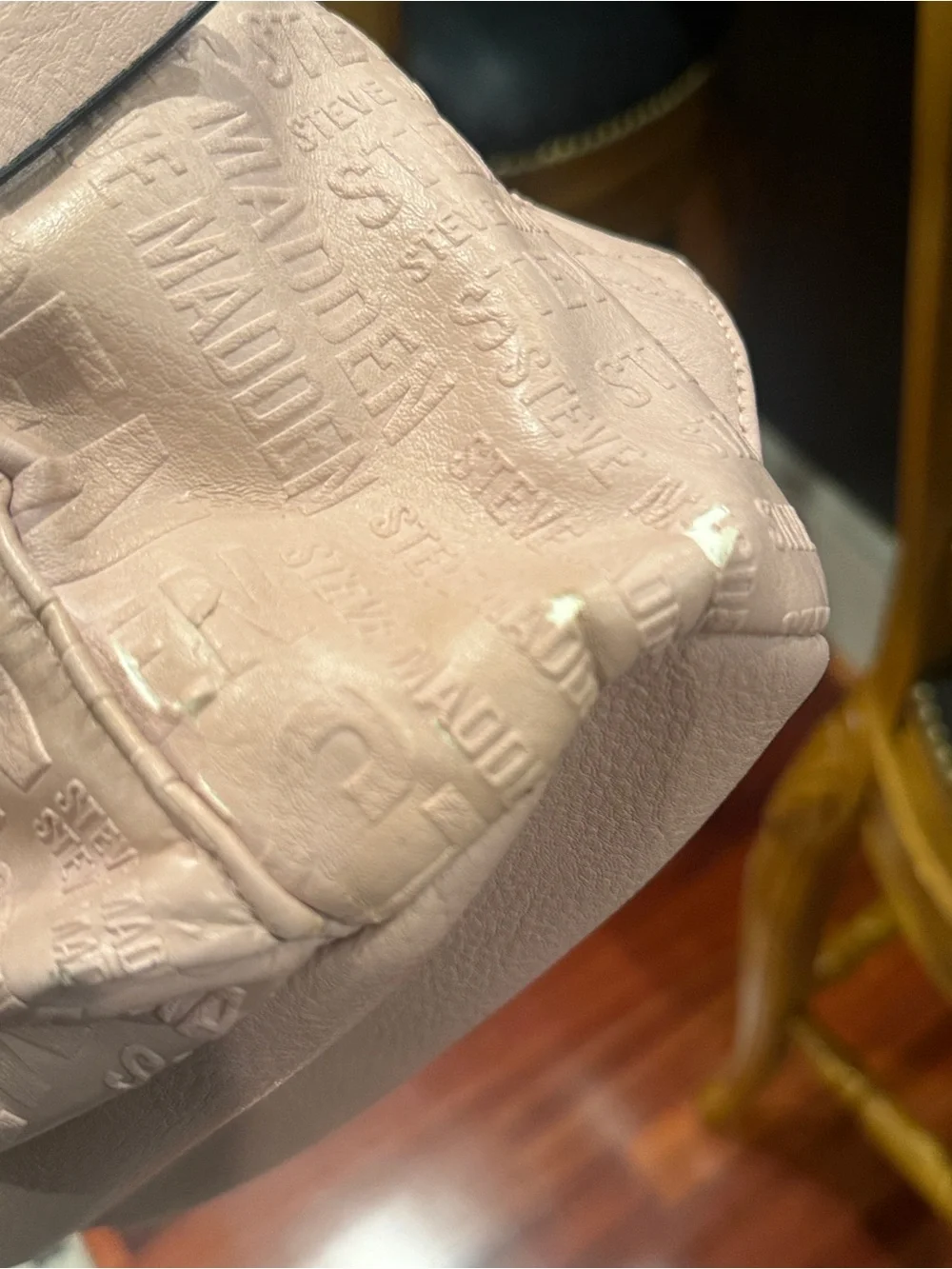 Steve Madden Blush Embossed Faux Leather Backpack with Gold Hardware